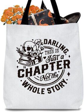 Women Orange White Halloween Breast Cancer Awareness Ribbon Canvas Gift Tote Bag